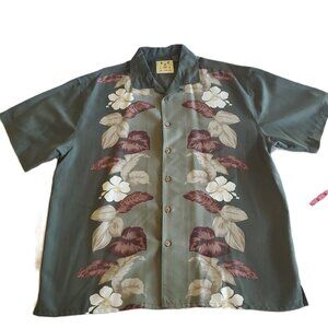 Joe Marlin Men's Olive Green Hawaiian Shirt, Size XL